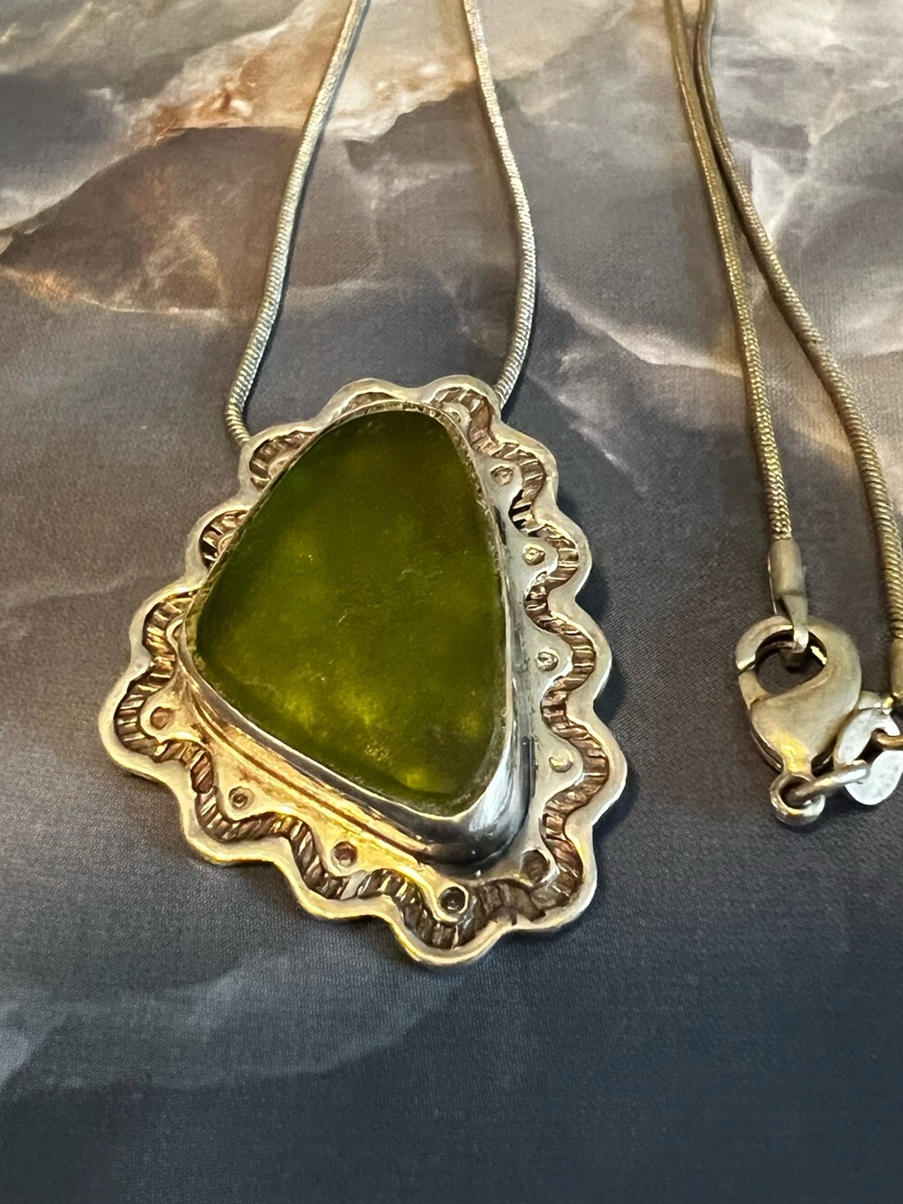 Sterling Silver Sea Glass Bezel Set Pendant